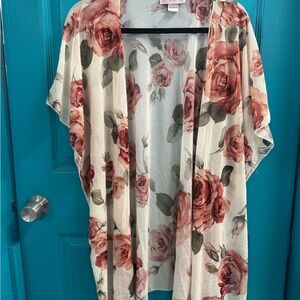 Rose sheer Floral Kimono Cardigan